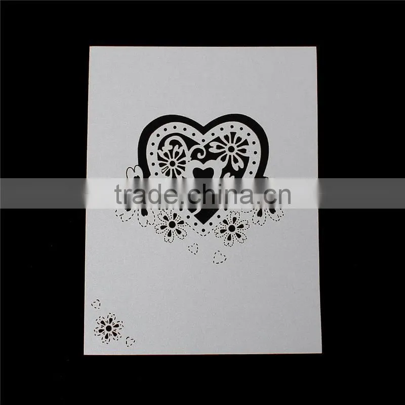 Paper Wedding Party Name Place Cards Heart Hollow Silvery White