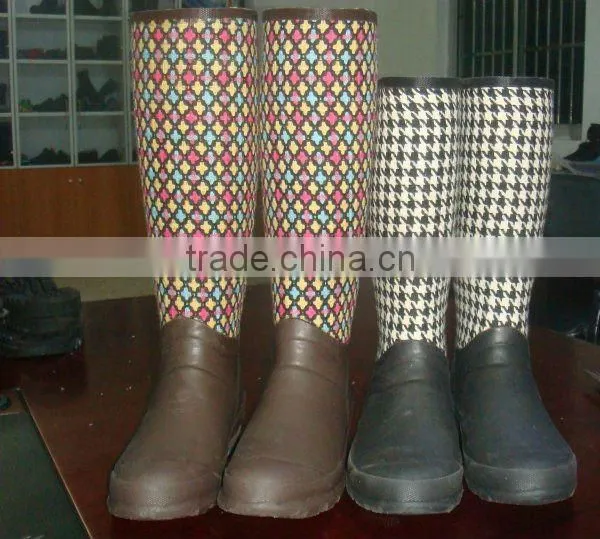 Neoprene Rubber sole knee high boot/outdoor boot