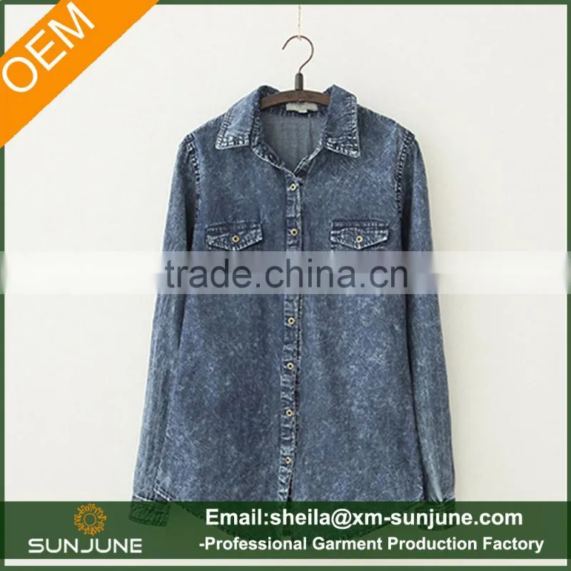Female long striped denim coat women coat