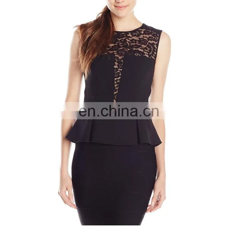 Hot sale new fashion front lace women top sleeveless