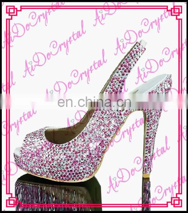 Aidocrystal sexy light pink handmade jewelry fancy open toe ladies' slingback shoes