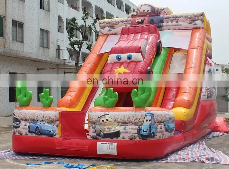 Car decoration giant steep inflatable water slide