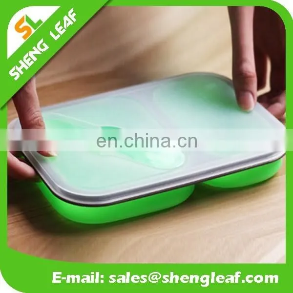 Bento box with 2 compartment Silicone lunch food serving box