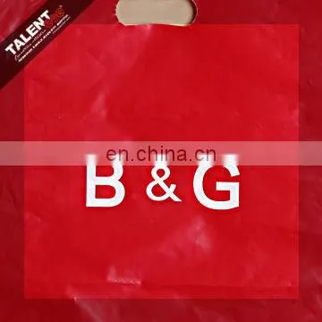 custom printed logo Reusable die cut handles promotional plastic bag