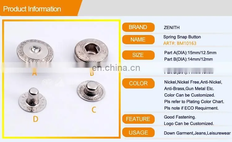 Fashion Rhinestone Metal Snap Button BM10163
