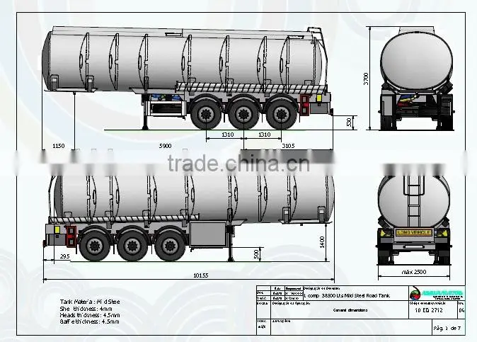 55000 liters fuel tank trailer