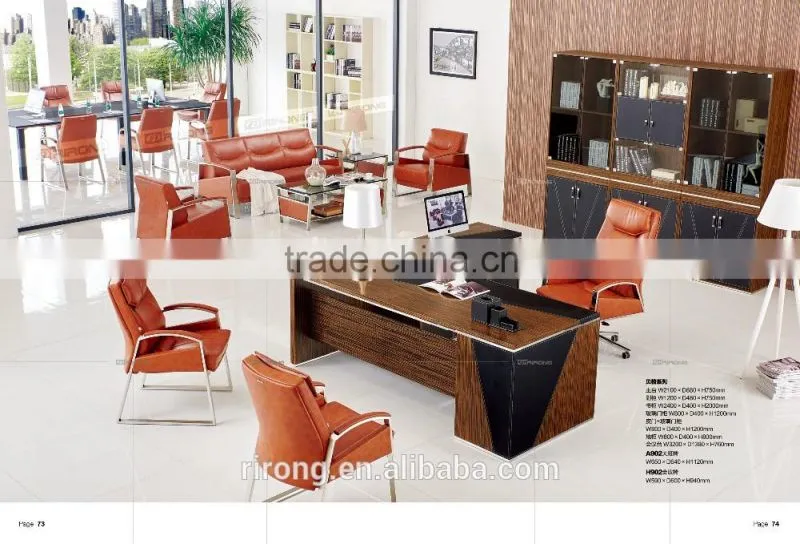 Luxury furniture brown leather reception sofa CEO office sofa RR-8073