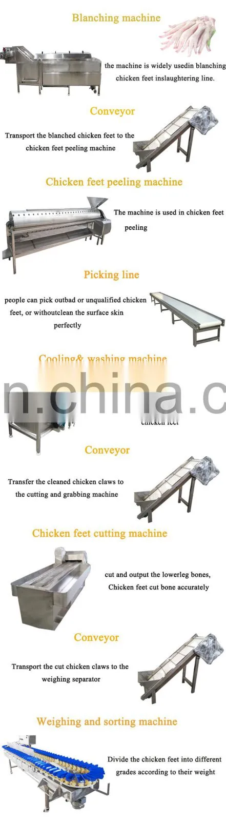 Chicken feet peeling blanching and cutting poultry slaughtering production line machine