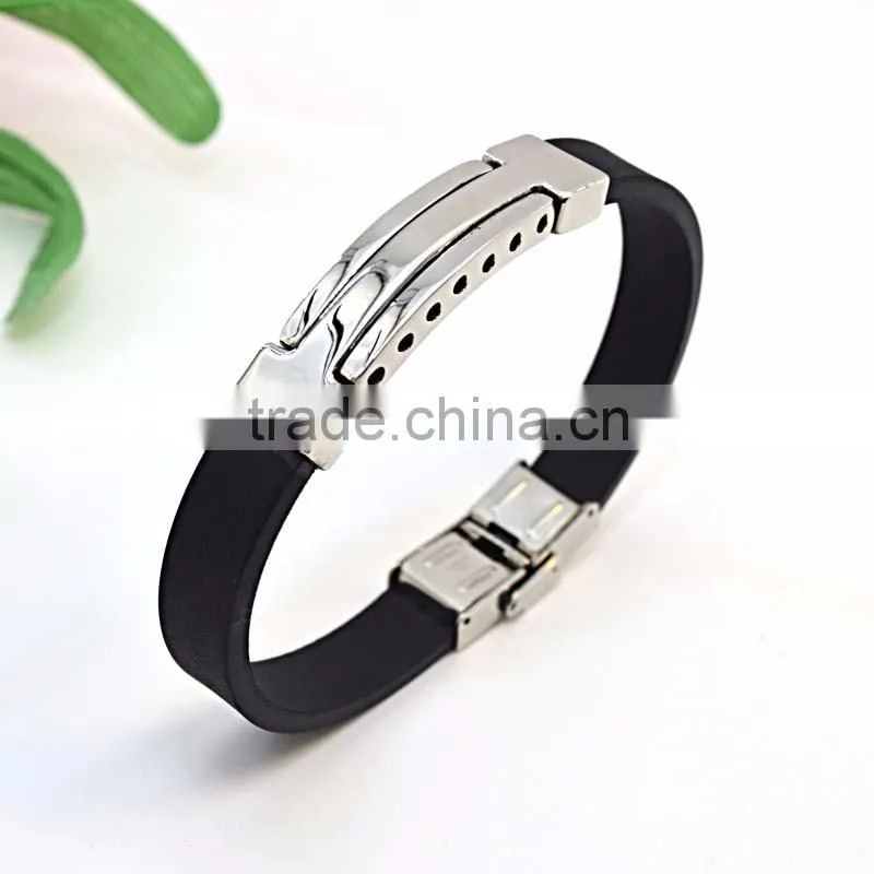 Customize new products 2016 IP plate color silicone bracelet with logo
