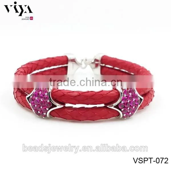 2016 New Arrival Luxury Silver Plated Exotic Genuine Stingray Man Skull Bracelet For Man