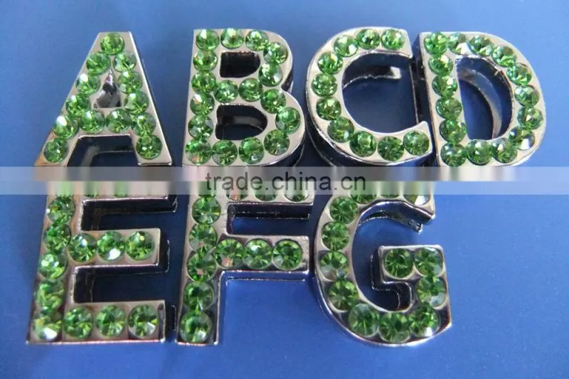 18mm Slide Letters with Green Rhinestone