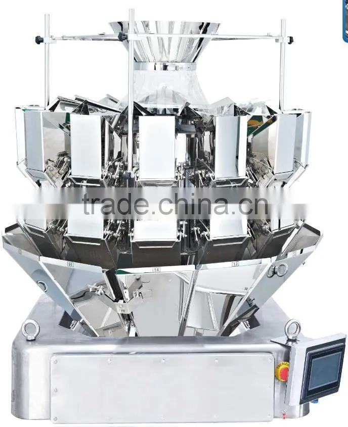 multihead combination weigher for waffle,almond,pistachio nuts,cereal,cracker,cocktail biscuit,corn snacks,lollipops,crispy rice