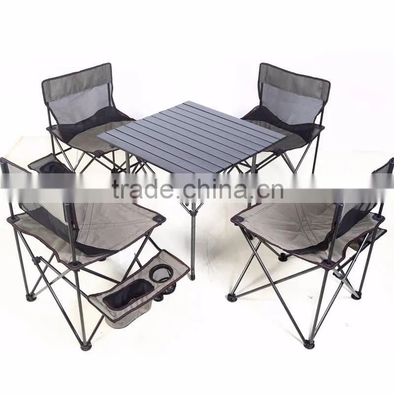 5 PCS Garden Furniture Cast Aluminium Camping Folding Table Chair