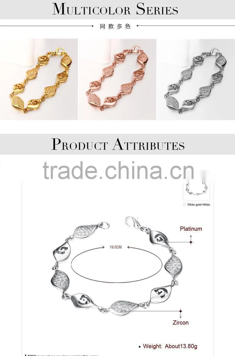 2015 new fashion white dubai 18K gold jewelry bracelet