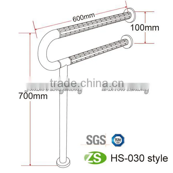 High quality new design wall mounted stainless steel auto assist grab bar for bathroom with nylon cover