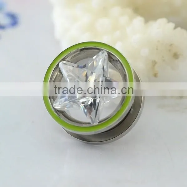 316L Big Star Zircon Body Jewelry Making Supplies Ear Plugs Tunnel