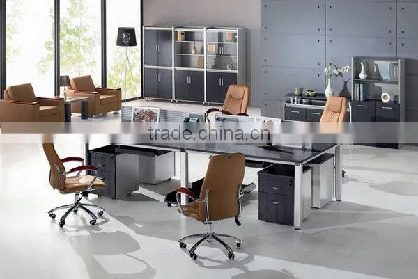 Modern 4 seat straight workstation,linear steel frame office partition ( SZ-WS005)
