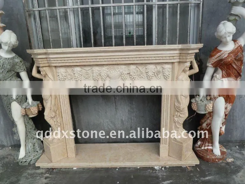 natural marble stone fireplace mantel