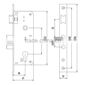 3 rods bolt American Standard Mortise Security Door Lock