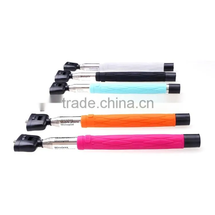 2015 wholesale Fashion fodable pocket cable monopod bluetooth selfie stick with mirror