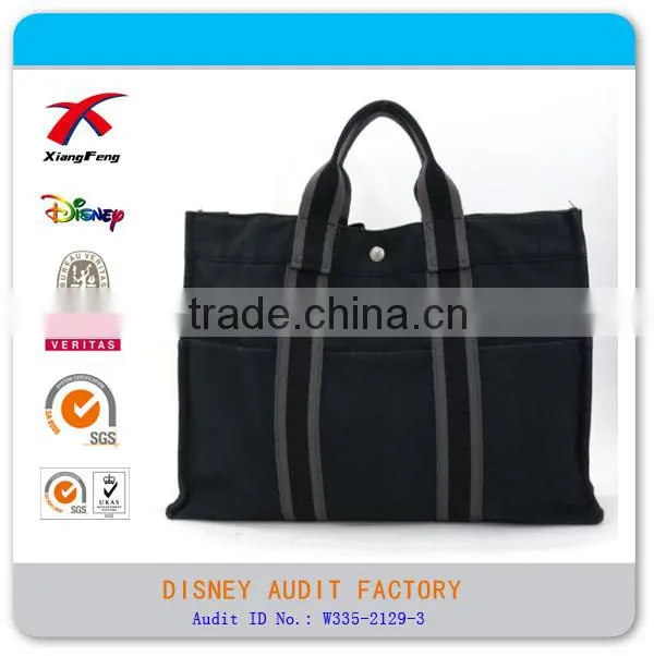 Black and Gray Canvas Tote Bag