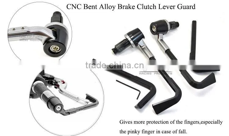 BJ-LG-003 Top Sale Silver Bent Style 7/8" 22mm CNC Motorcycle Brake Lever Guard Protectors