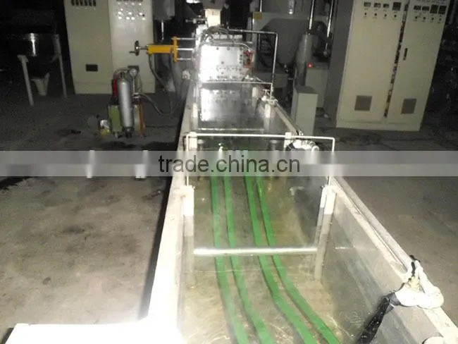 Line for the production of PET packaging tape