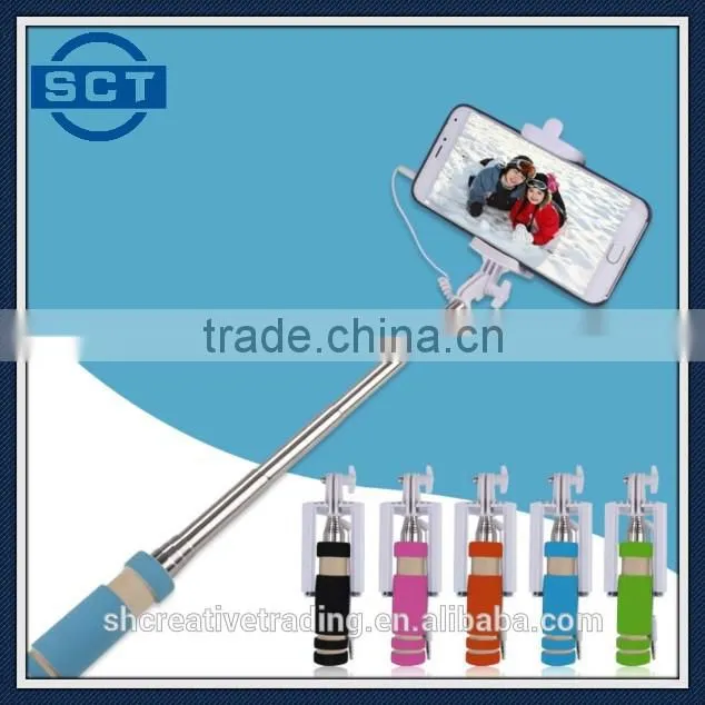 Colorful Mini Monopod Wired Handheld Selfie Stick Monopod Holder