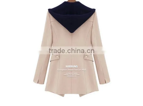 2014-2015 Hot-sale! Two pieces of new design skinny wool blending overcoats for girls