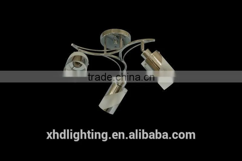 Zhongshan XHD chrome column glass modern ceiling lamp for indoor decoration