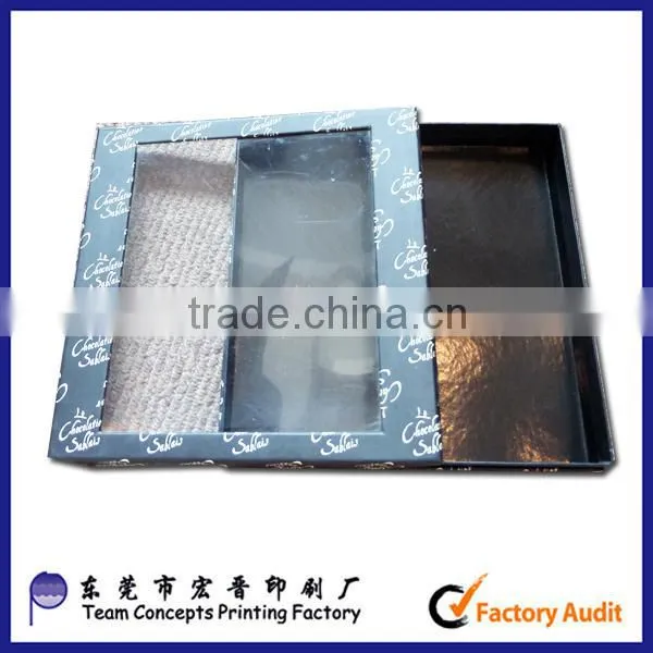 high end black chocolate box with PP window