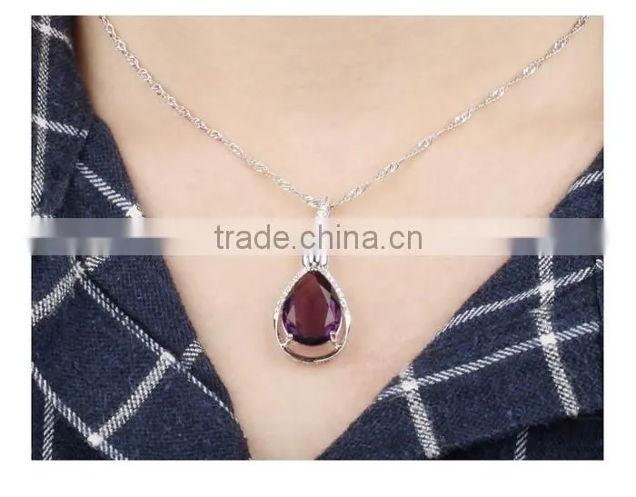 platinum plated copper zircon black stone pendant