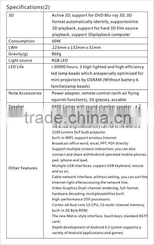 hot heat sells in! wifi China best blue HD 3D 2205P Smart LED Multi-Media Projector Multi-Media wifi Anorid 4.2 Projector