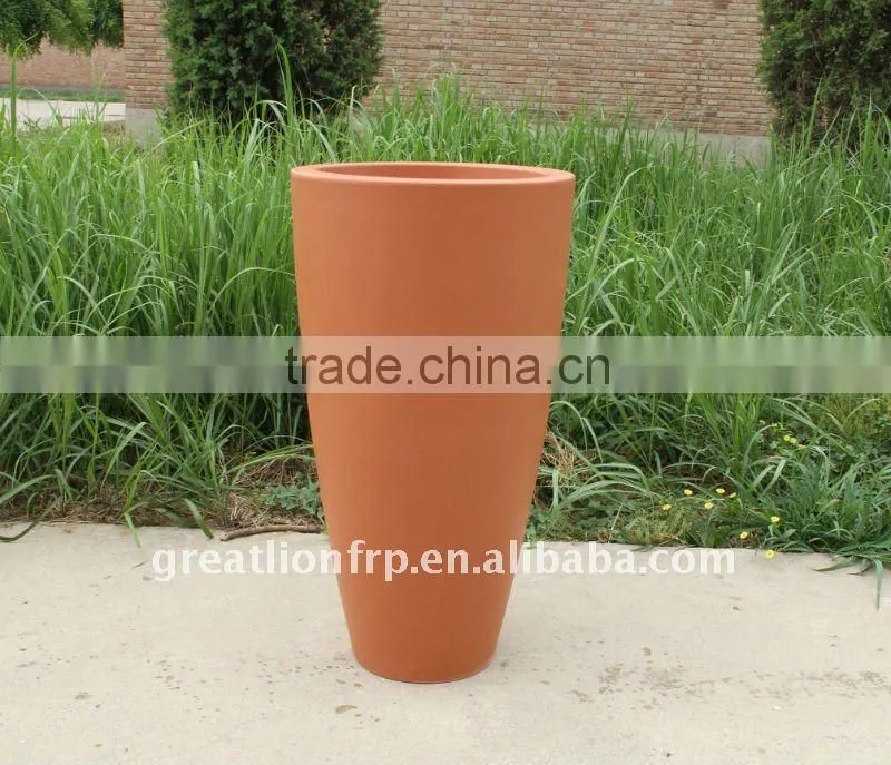 Large size black tall plastic garden flower pot for outdoor deco