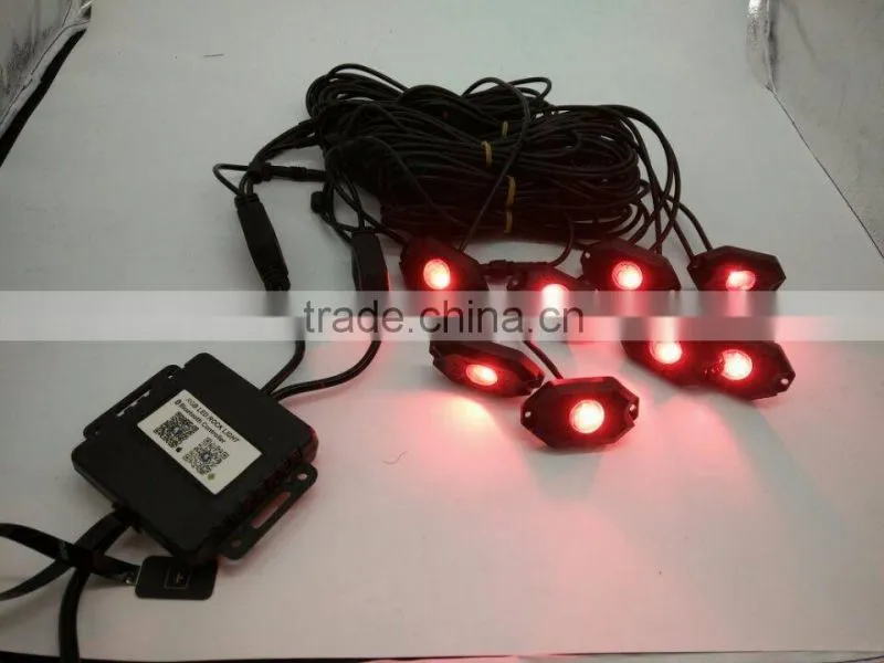 9W RGB Led Rock Lights Waterproof Off Road LED Rock Light Kit - 8 Pods LED Rock Lights For Off Road