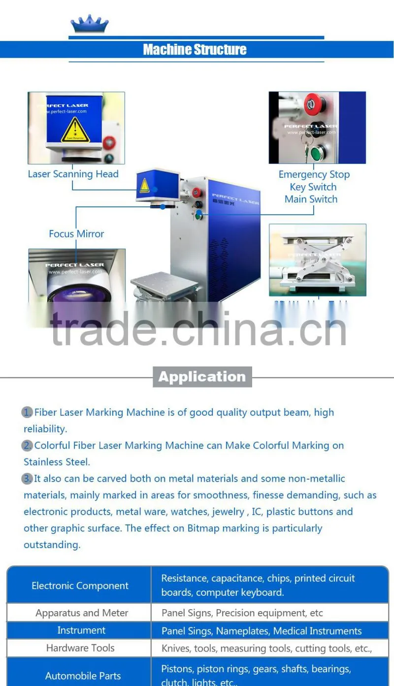 Perfect Laser 10W/20W/30W PEDB-400C Colorful Fiber Laser Marking Machine