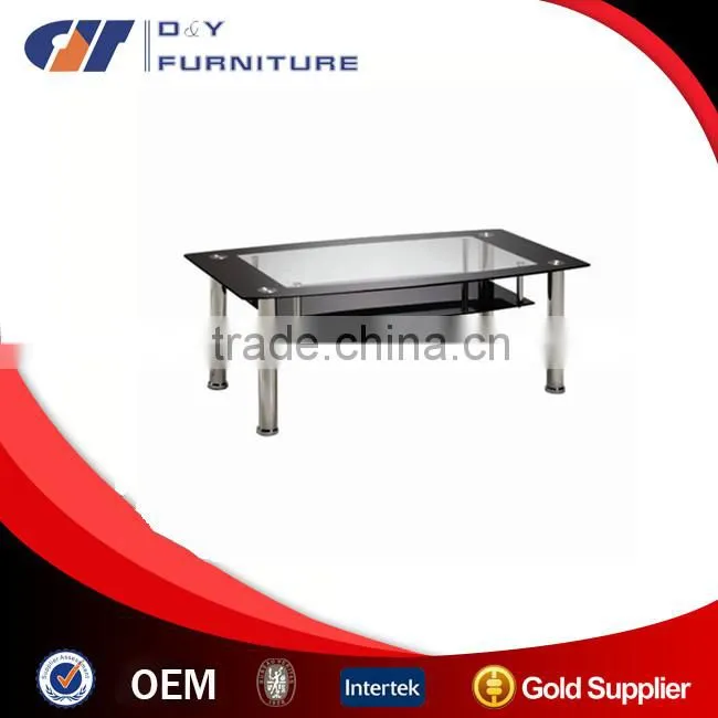 Red Glass and Chrome Coffee Table With Shelf