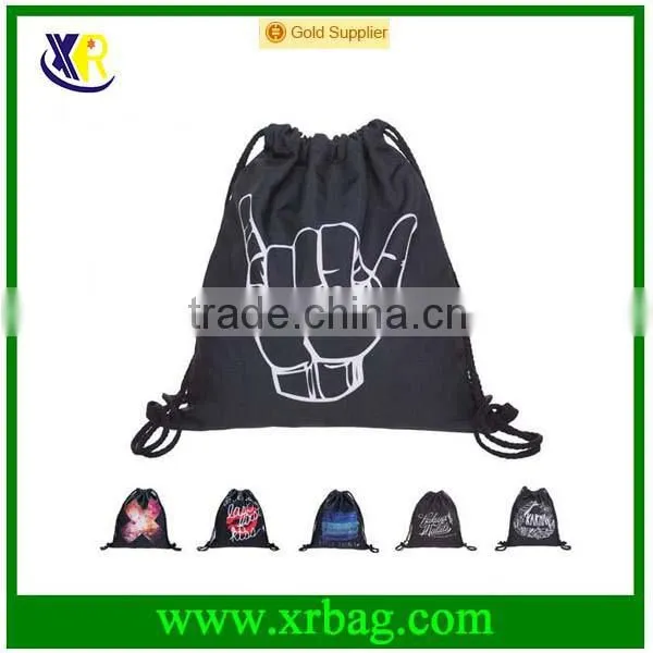 Men's Daypack Print Chinese Number Gestures Backpack Travel Drawstring Canvas Bag