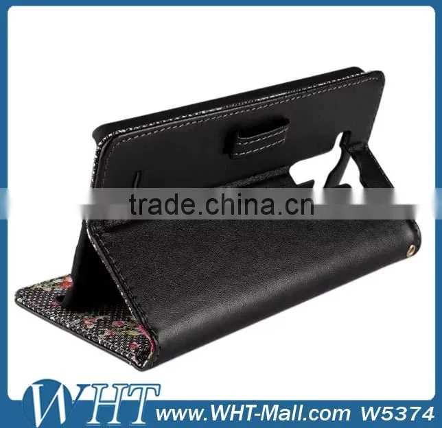 Wallet Style Leather Flip Cover Case for LG G3, Phone Case for LG G3 China Supplier
