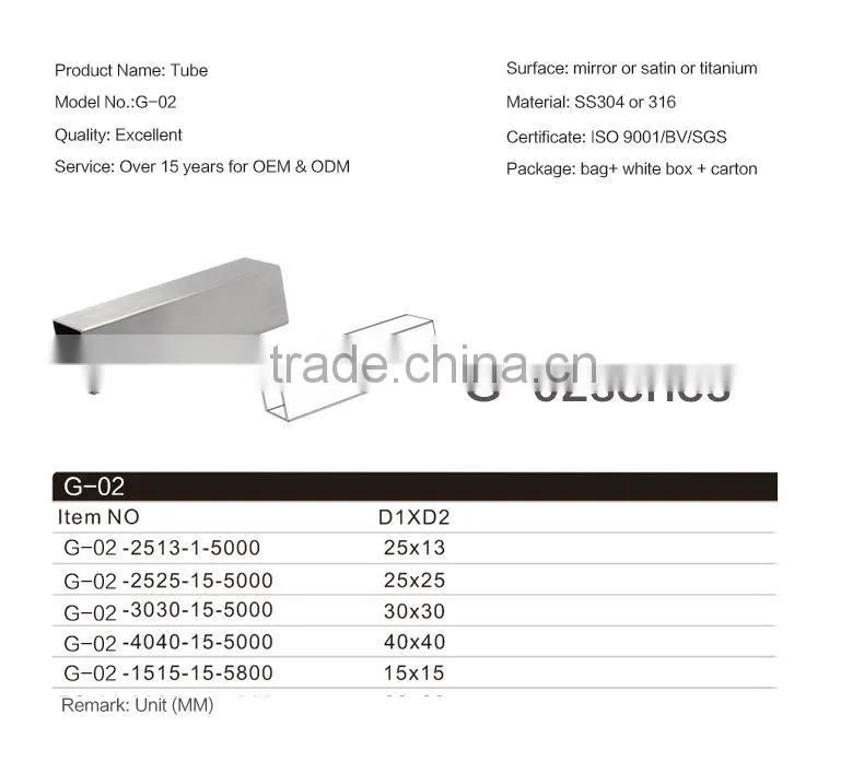 High Standard Best Price Oem/Odm Professional Design Square Stainless Steel 316 Pipe