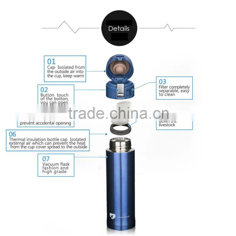 fashionable wholesales stainless steel thermos straw bottle