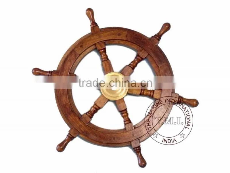 WOODEN NAUTICAL SHIP WHEEL 15"
