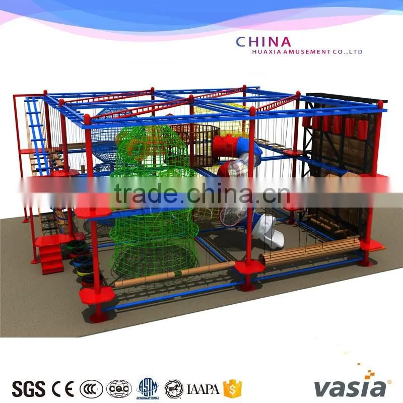 Vasia New indoor high adventure play equipment rope coures with climbing wall