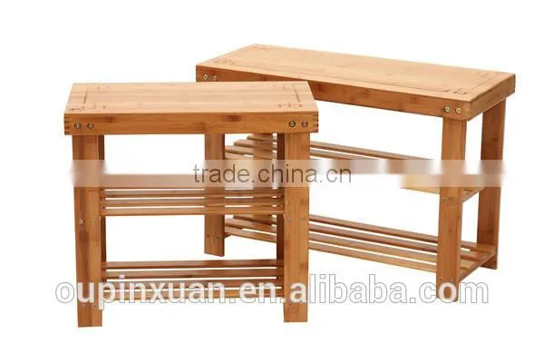 Portable shoe rack, Multi-Function bamboo 3-tiers storage rack