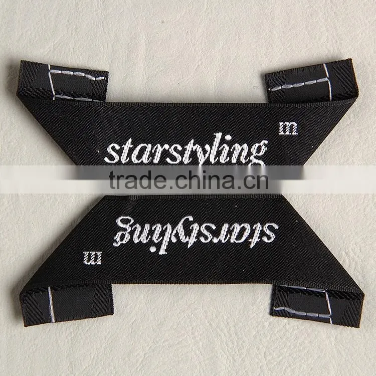Custom unique triangle folded weaving neck label size label for women's spring suit