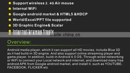 Best Android 4.0 PC Smart TV Box HD IPTV Player google tv remote