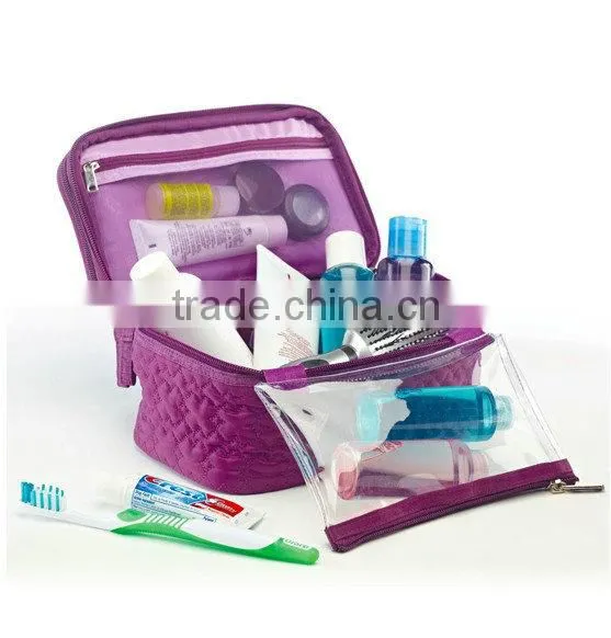 Fashion travel Two-Step Cosmetic Pouch with zip fastening /Journey Toilet bags/wash bag