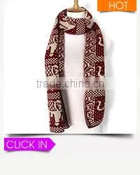 Stock Item promotional women red long knitted scarfwith fringes