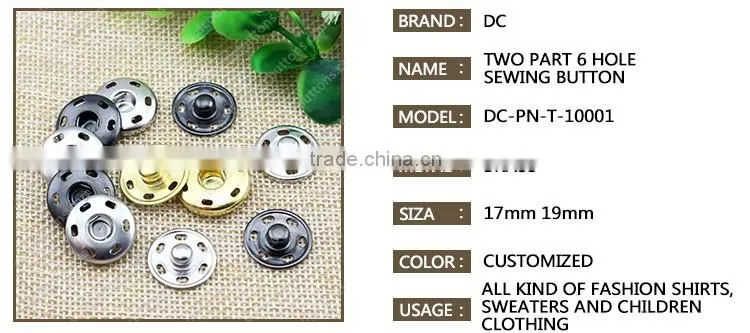 Eco-friendly product metal 2 part snap button for coat