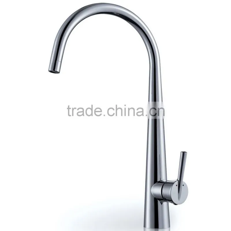 High quality long neck chrome color commericial kitchen faucet